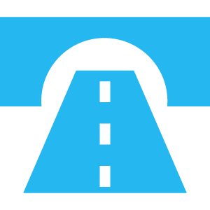 Infrastructure icon showing road and bridge